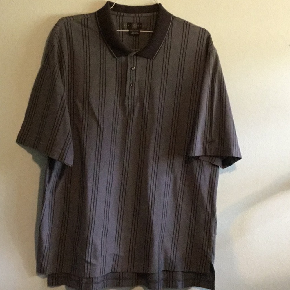 Nike Men's Polo Shirt - Black and Gray Stripes